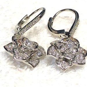 Elegant Silver Floral Earrings